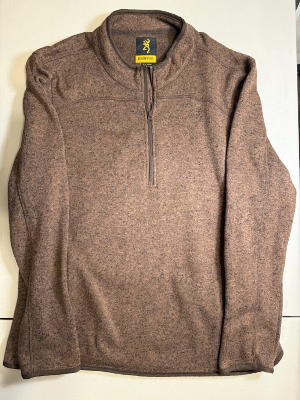 Browning Sweater Fleece Quarter Zip Pullover Mens XXL Brown Buckmark Jacket